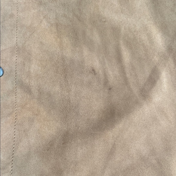 Shaan Mens Tan Suede Jacket Shirt snaps nwot XL lined - Picture 10 of 11